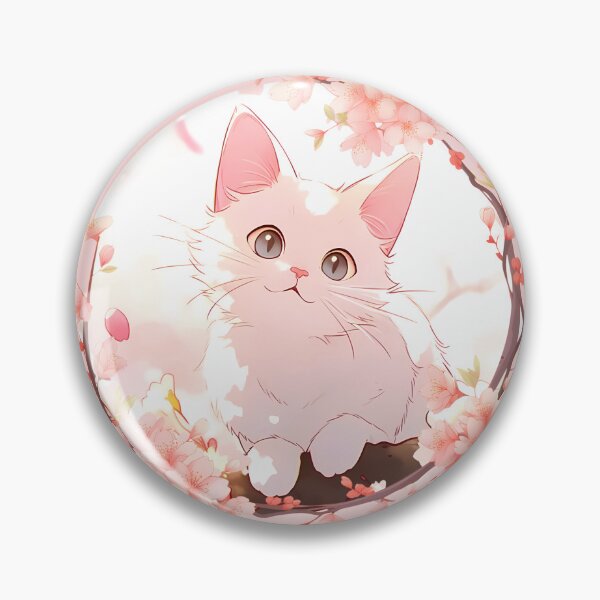 Item preview, Anime Cherry Blossom White Cat designed and sold by BadLuckByDesign.