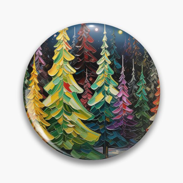 Item preview, Winter wonderland Whimsical colorful Christmas trees art  designed and sold by Inktown.