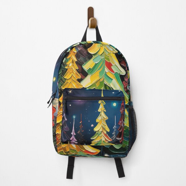 Item preview, Winter wonderland Whimsical colorful Christmas trees art designed and sold by Inktown.
