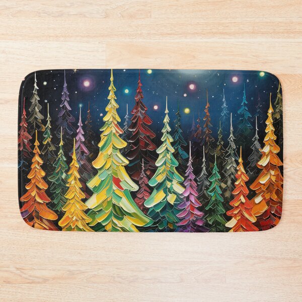 Item preview, Winter wonderland Whimsical colorful Christmas trees art  designed and sold by Inktown.