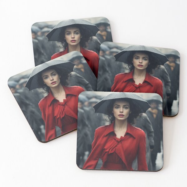Item preview, Woman in red in the rain designed and sold by Julia-Litvishka.
