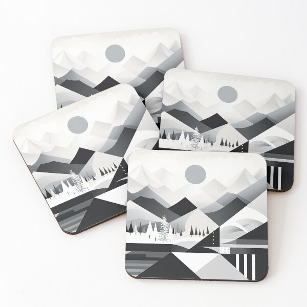 Item preview, Explore "Simplistic & Minimalistic Snowy Winter Alps" with Bauhaus Flair designed and sold by ArtificialGenes.