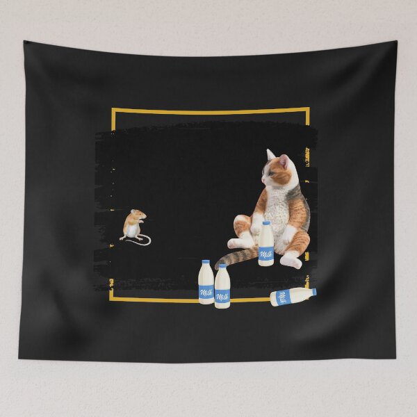 Item preview, cat drinking milk designed and sold by Moris-shop.