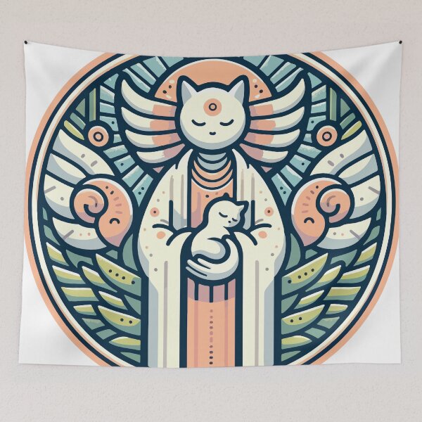 Item preview, Sacred Feline Embrace - Divine Cat Protector designed and sold by OniumEth.