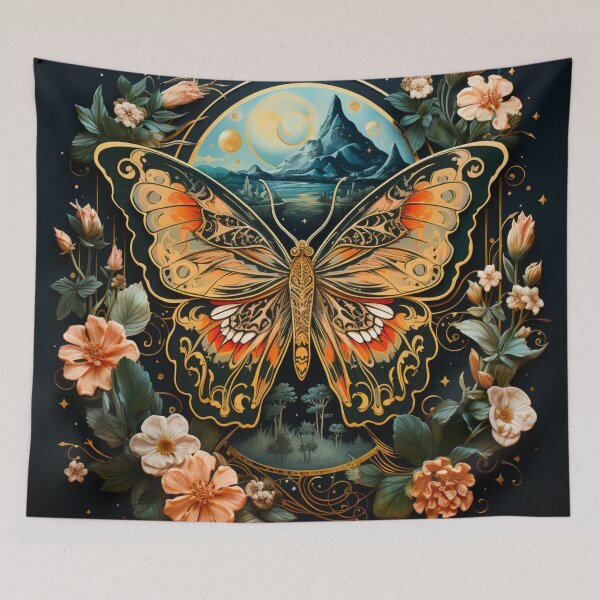 Item preview, Lunar Moth Night Forest Art Print designed and sold by FoxTreeDesign.