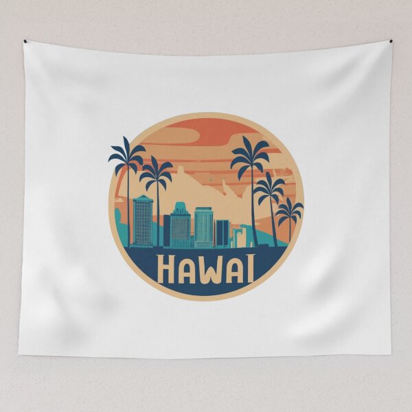 Item preview, Hawai, el centro de Honolulu con palmeras | Estilo de dibujo designed and sold by CircinusStore.