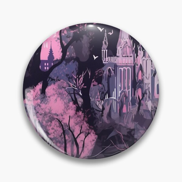 Item preview, Pink Gray Black Gothic Castle Forest Pattern designed and sold by bennievee.