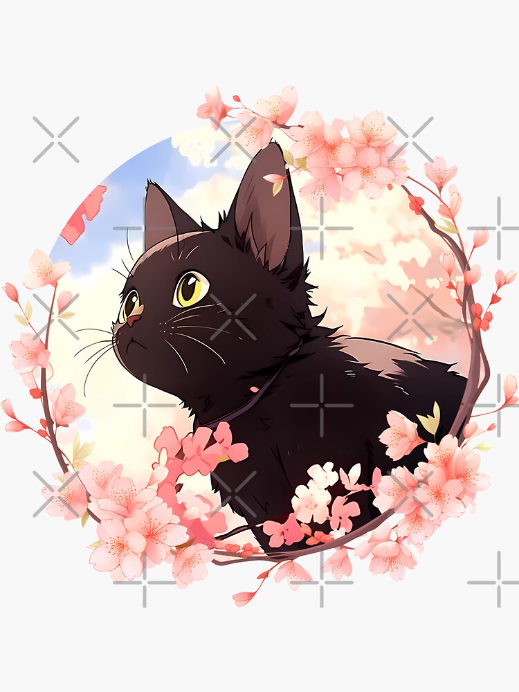 Sweat à Capuche Kawaii Chat Japonais Cerisier - Motif Anime, Coupe Classique, Pour Femmes Et Hommes