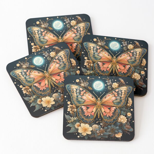 Item preview, Lunar Moth Night Butterfly Floral Art Print designed and sold by FoxTreeDesign.
