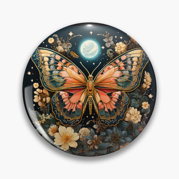 Item preview, Lunar Moth Night Butterfly Floral Art Print designed and sold by FoxTreeDesign.