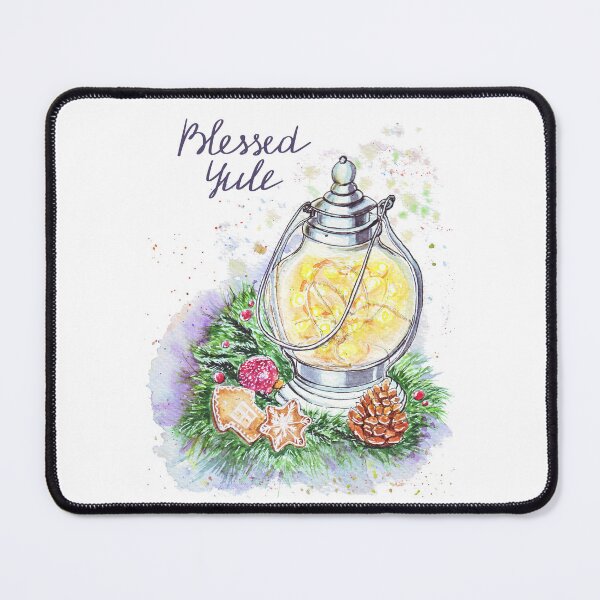Item preview, Blessed Yule: Handpainted Watercolor winter solstice greeting designed and sold by Wolshebnaja.