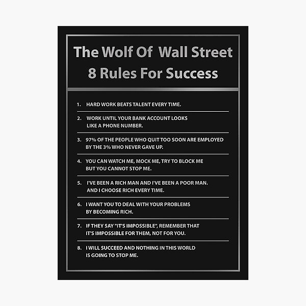 Item preview, Wall Street 8 Rules For Success Motivational Art Office Decor designed and sold by SuccessHunters.