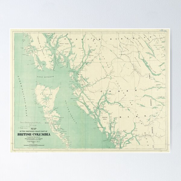 Item preview, Vintage Map of British Columbia (1893) designed and sold by BravuraMedia.