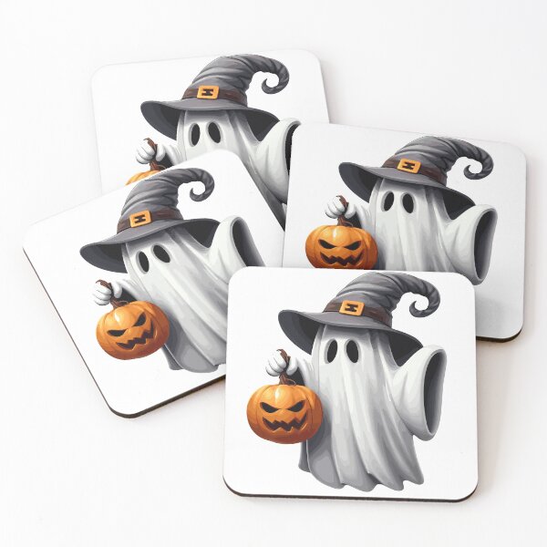 Item preview, Ghost with witch hat and Halloween pumpkin designed and sold by AlejaJorgeShop.