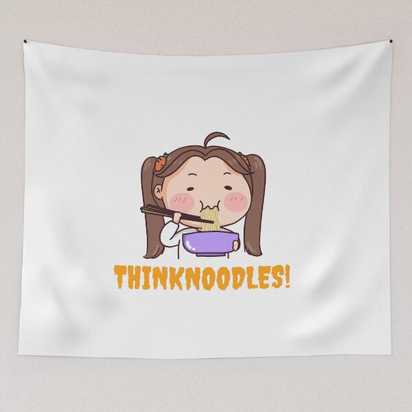 Item preview, Funny Cute Think Noodles, cutie girl eating noodles, Thinknoodles designed and sold by NaaEchDesign ⭐⭐⭐⭐⭐.