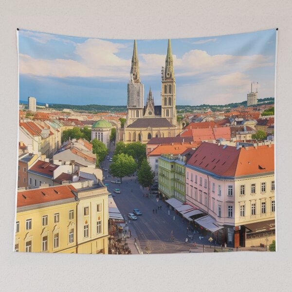 Item preview, A Vintage Travel Illustration of Zagreb - Croatia  designed and sold by GoodOldVintage.