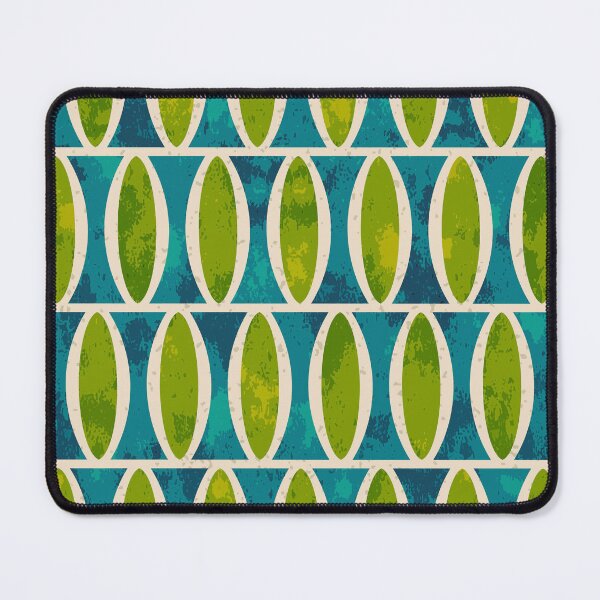 Item preview, Retro Mid Century Modern Geometric Oval Pattern 343 Blue and Green designed and sold by tonymagnerart.