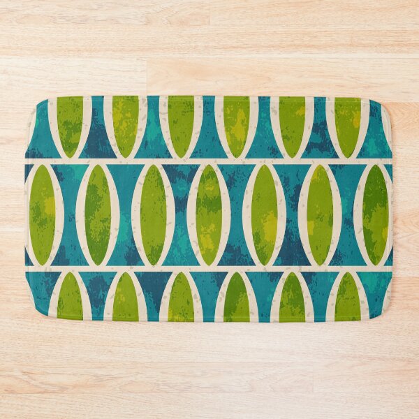 Item preview, Retro Mid Century Modern Geometric Oval Pattern 343 Blue and Green designed and sold by tonymagnerart.
