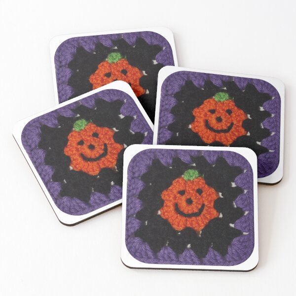 Item preview, Pumpkin Smiley Face Crochet Square Motif designed and sold by CMWorkshop.
