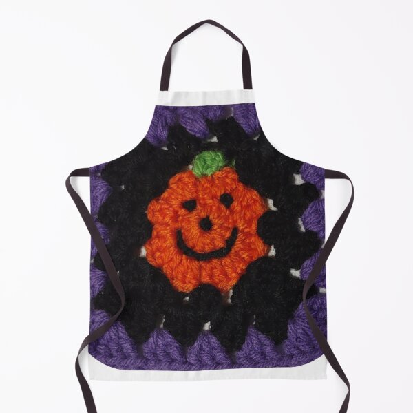 Item preview, Pumpkin Smiley Face Crochet Square Motif designed and sold by CMWorkshop.