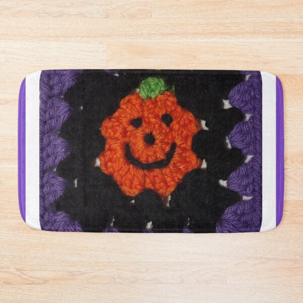 Item preview, Pumpkin Smiley Face Crochet Square Motif designed and sold by CMWorkshop.