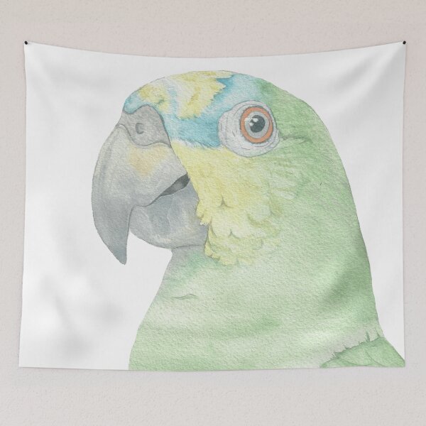 Item preview, Orange winged amazone watercolor portrait designed and sold by L'Atelier Oranjade.