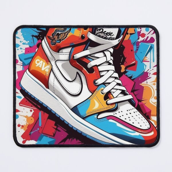 Item preview, vector art colorful graffiti illustration of Jordan 1 sneaker, vibrant color, designed and sold by cepharts.