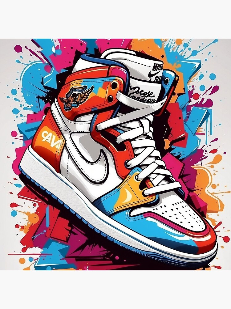 vector art colorful graffiti illustration of Jordan 1 sneaker vibrant color Photographic Print for Sale by cepharts Redbubble