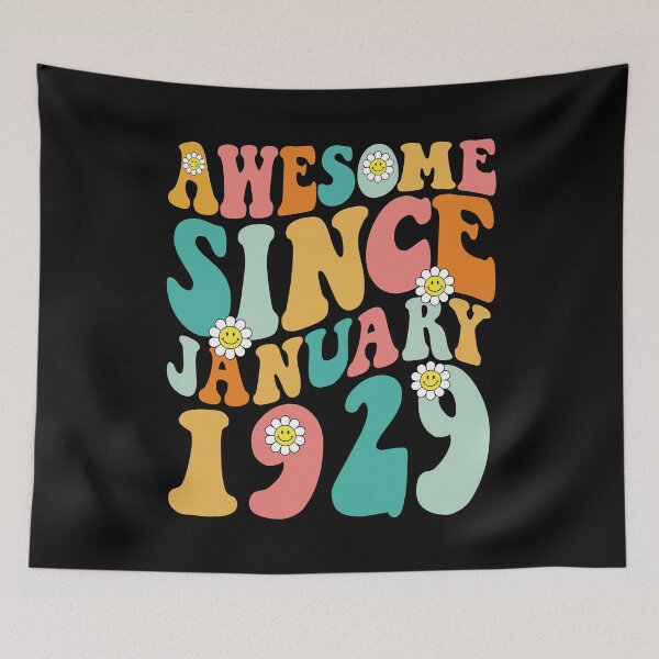 Item preview, Awesome Since January 1929 | Made In 1929 | Retro Groovy Birthday designed and sold by Christina-grich.
