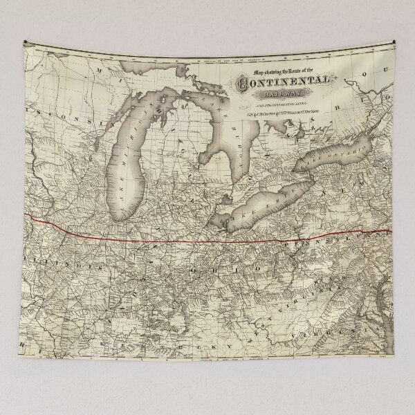 Item preview, Map of the Continental Railroad Route (1873) designed and sold by allhistory.