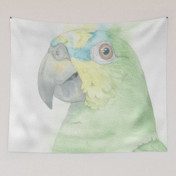 Item preview, Orange winged amazone watercolor portrait v2 designed and sold by L'Atelier Oranjade.