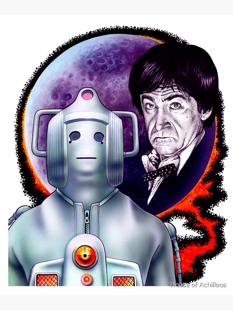Thumbnail 3 of 3, Sticker, The 2nd Doctor and the Cyberman designed and sold by House of Achilleos.