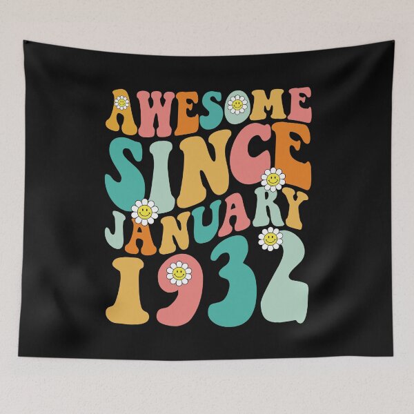 Item preview, Awesome Since January 1932 | Made In 1932 | Retro Groovy Birthday designed and sold by Christina-grich.