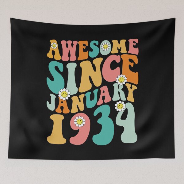 Item preview, Awesome Since January 1934 | Made In 1934 | Retro Groovy Birthday designed and sold by Christina-grich.