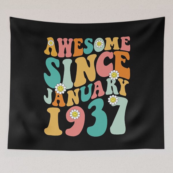 Item preview, Awesome Since January 1937 | Made In 1937 | Retro Groovy Birthday designed and sold by Christina-grich.
