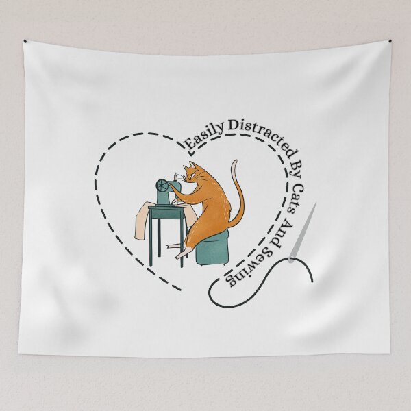Item preview, Easily Distracted By Cats And Sewing Machine Lover designed and sold by Wiss2Arts.