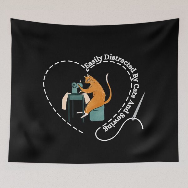 Item preview, Easily Distracted By Cats And Sewing Machine Lover designed and sold by Wiss2Arts.