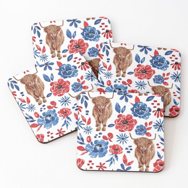 Item preview,  Americana Highland Cow Floral designed and sold by cateandrainn.