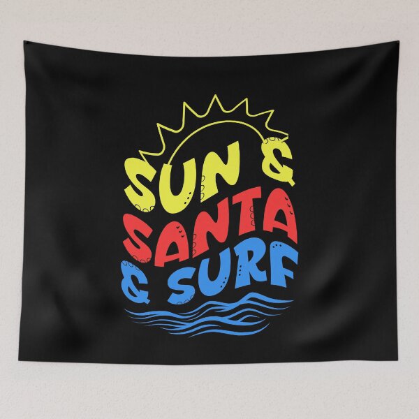 Item preview, Retro Christmas Typography: 'Sun, Santa, Surf!' in Groovy Style designed and sold by Sun Sand & Sea Art.