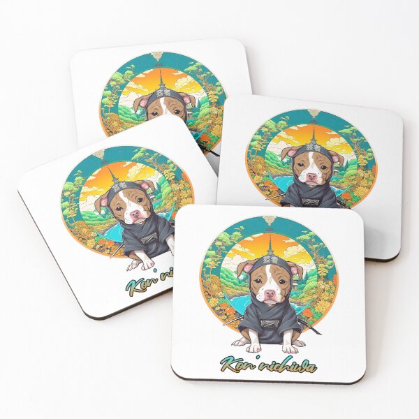 Item preview, Japanese pitbull saying hello "Kon'nichiwa" designed and sold by TempoTees.