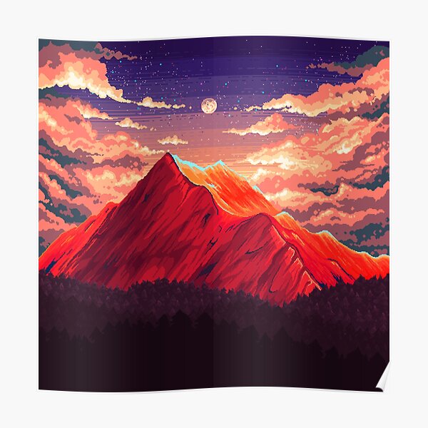 Paisaje pixel Póster