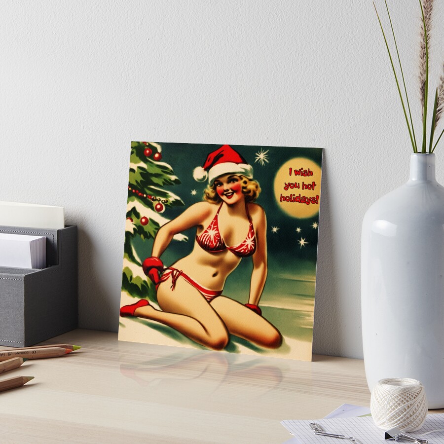 Christmas on the Beach: Santa Claus Bikini Girl | Gift for Christmas | Hot  Holidays | Winter Holidays | Vintage Greeting Card | Vintage Christmas Art