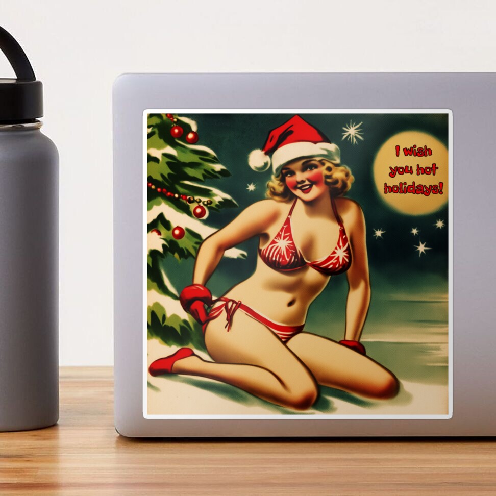 Christmas on the Beach: Santa Claus Bikini Girl | Gift for Christmas | Hot  Holidays | Winter Holidays | Vintage Greeting Card | Vintage Christmas Art