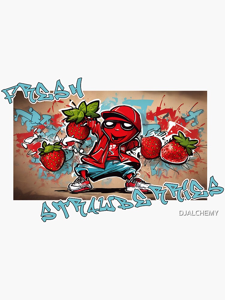 Thumbnail 3 of 3, Sticker, Fresh Strawberries (Hip Hop Style) designed and sold by DJALCHEMY.