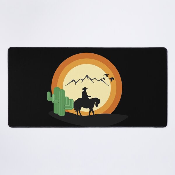 Item preview, Lone Cowboy, Desert Sunset, Cactus & Mountain Silhouette designed and sold by delohill.