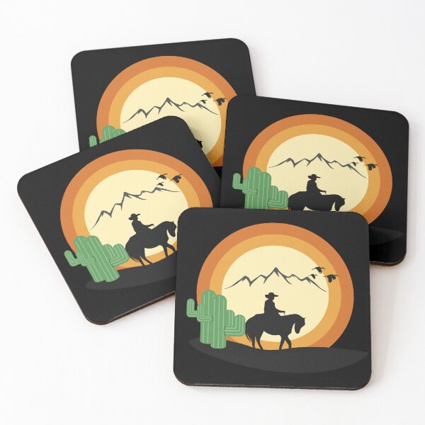 Item preview, Lone Cowboy, Desert Sunset, Cactus & Mountain Silhouette designed and sold by delohill.