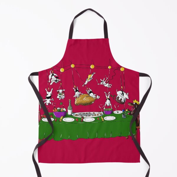 Item preview, ‘The `Turkey Crown Affair’ Humorous Dalmatian & Dachshund Christmas Dinner Cartoon designed and sold by Tea&Zoomies.