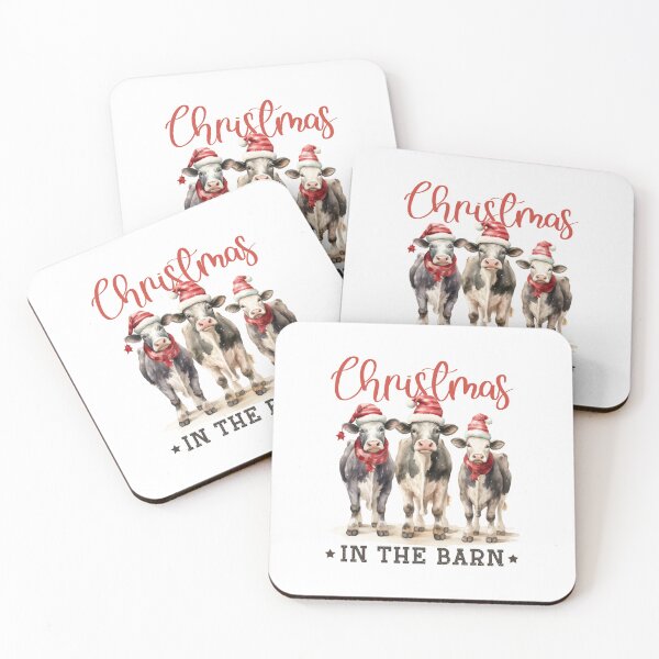 Item preview, Christmas in the Barn Cows in Santa Hats designed and sold by sweetbelle.