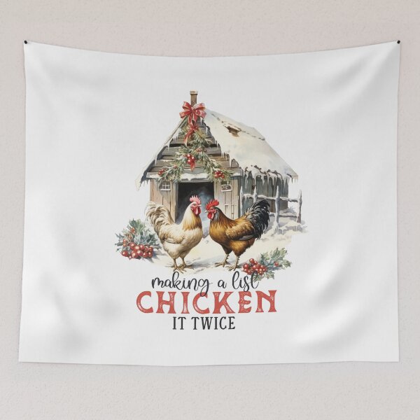 Item preview, Making a List Chicken It Twice Funny Rustic Christmas designed and sold by sweetbelle.