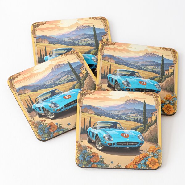 Item preview, Sport Car Tuscany sunset retro vintage floral design designed and sold by BorgSpareParts.